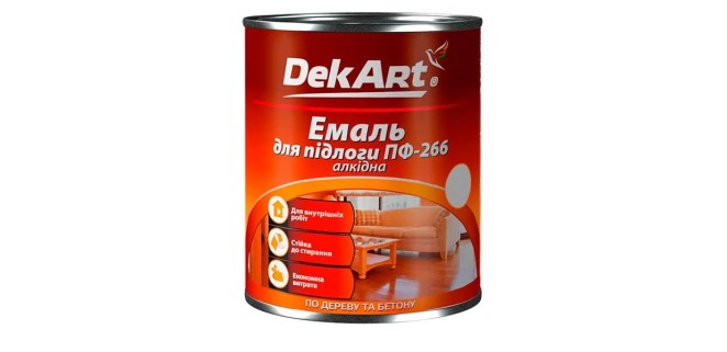 Емаль алкідна ПФ-266 для підлоги DekArt (жовто-коричнева) 0,9 кг Емаль алкідна ПФ-266 для підлоги DekArt (жовто-коричнева) 0,9 кг