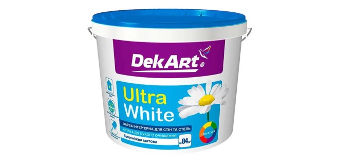 Фарба інтер’єрна для стін та стель білосніжна DekART Ultra White 14 кг Фарба інтер’єрна для стін та стель білосніжна DekART Ultra White 14 кг