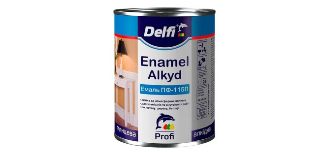 Емаль алкідна ПФ-115 П Delfi (білий глянцевий) 0,9 кг