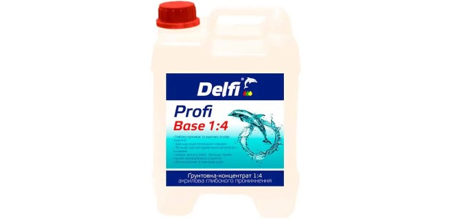 Ґрунтовка-концентрат 1:4 акрилова глибокого проникнення Profi Base Delfi, 5 л Ґрунтовка-концентрат 1:4 акрилова глибокого проникнення Profi Base Delfi, 5 л