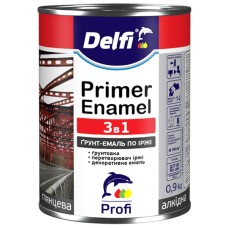 Ґрунт-емаль по іржі 3 в 1 Delfi біла, 0,9 кг