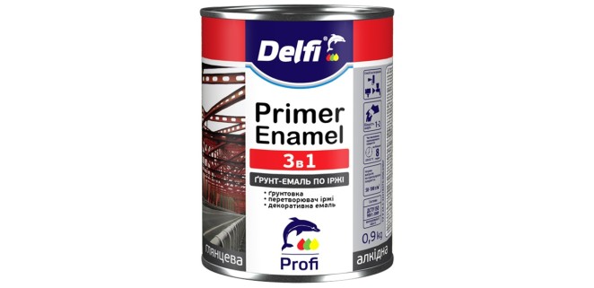 Ґрунт-емаль по іржі 3 в 1 Delfi темно-коричнева матова, 0,9 кг Ґрунт-емаль по іржі 3 в 1 Delfi темно-коричнева матова, 0,9 кг