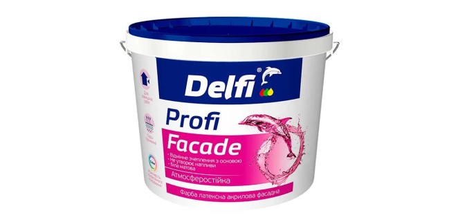 Фарба латексна акрилова фасадна Profi Facade Delfi 14 кг Фарба латексна акрилова фасадна Profi Facade Delfi 14 кг