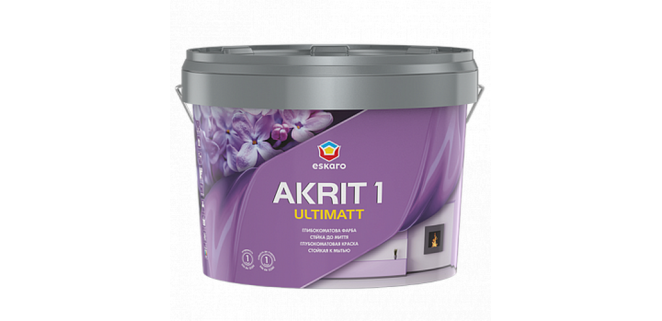 Eskaro Akrit 1 глубокоматовая краска стойкая к мытью TR  бесцветная 9 л