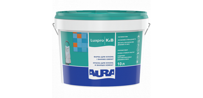Aura Luxpro K&B напівматова фарба для кухонь та ванних кімнат біла 10 л