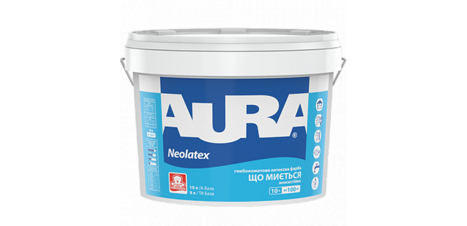 Aura Neolatex стійка до зносу глибокоматова інтер'єрна фарба біла 10 л