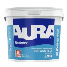 Фарба зносостійка глибокоматова інтер'єрна Aura Neolatex біла, 5 л