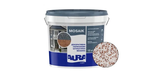 Декоративна силіконова штукатурка мозаїка (байрамікс) Aura Luxpro Mosaik М15, колір B222, 1,5 мм, 15 кг Декоративна силіконова штукатурка мозаїка (байрамікс) Aura Luxpro Mosaik М15, колір B222, 1,5 мм, 15 кг