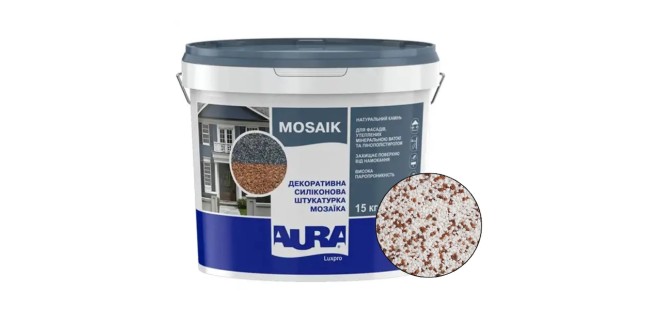 Декоративна силіконова штукатурка мозаїка (байрамікс) Aura Luxpro Mosaik М15, колір B224, 1,5 мм, 15 кг Декоративна силіконова штукатурка мозаїка (байрамікс) Aura Luxpro Mosaik М15, колір B224, 1,5 мм, 15 кг