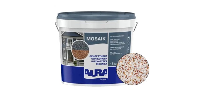 Декоративна силіконова штукатурка мозаїка (байрамікс) Aura Luxpro Mosaik М15, колір B227, 1,5 мм, 15 кг Декоративна силіконова штукатурка мозаїка (байрамікс) Aura Luxpro Mosaik М15, колір B227, 1,5 мм, 15 кг