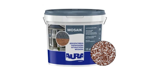 Декоративна силіконова штукатурка мозаїка (байрамікс) Aura Luxpro Mosaik М15, колір B228, 1,5 мм, 15 кг