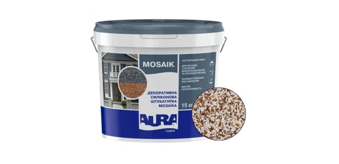 Декоративна силіконова штукатурка мозаїка (байрамікс) Aura Luxpro Mosaik М15, колір B231, 1,5 мм, 15 кг Декоративна силіконова штукатурка мозаїка (байрамікс) Aura Luxpro Mosaik М15, колір B231, 1,5 мм, 15 кг