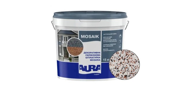 Декоративна силіконова штукатурка мозаїка (байрамікс) Aura Luxpro Mosaik М15, колір B235, 1,5 мм, 15 кг Декоративна силіконова штукатурка мозаїка (байрамікс) Aura Luxpro Mosaik М15, колір B235, 1,5 мм, 15 кг