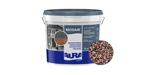 Декоративна силіконова штукатурка мозаїка (байрамікс) Aura Luxpro Mosaik М15, колір B237, 1,5 мм, 15 кг Декоративна силіконова штукатурка мозаїка (байрамікс) Aura Luxpro Mosaik М15, колір B237, 1,5 мм, 15 кг
