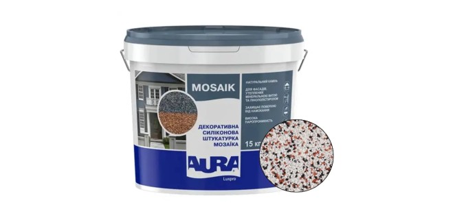 Декоративна силіконова штукатурка мозаїка (байрамікс) Aura Luxpro Mosaik М15, колір B240, 1,5 мм, 15 кг Декоративна силіконова штукатурка мозаїка (байрамікс) Aura Luxpro Mosaik М15, колір B240, 1,5 мм, 15 кг