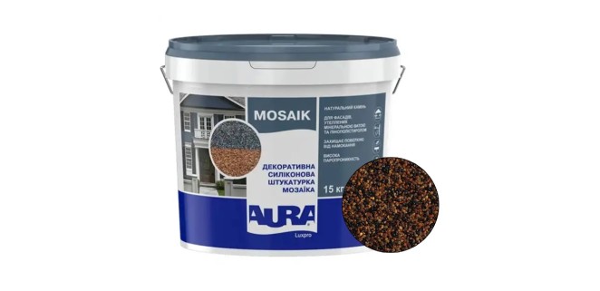 Декоративна силіконова штукатурка мозаїка (байрамікс) Aura Luxpro Mosaik М15, колір B245, 1,5 мм, 15 кг