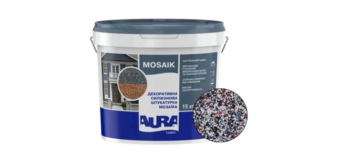 Декоративна силіконова штукатурка мозаїка (байрамікс) Aura Luxpro Mosaik М15, колір B249, 1,5 мм, 15 кг Декоративна силіконова штукатурка мозаїка (байрамікс) Aura Luxpro Mosaik М15, колір B249, 1,5 мм, 15 кг