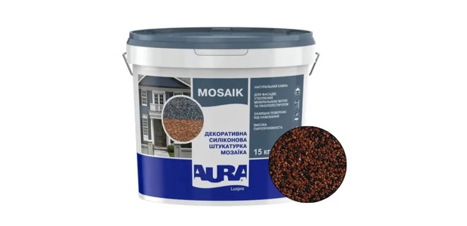 Декоративна силіконова штукатурка мозаїка (байрамікс) Aura Luxpro Mosaik М15, колір B258, 1,5 мм, 15 кг Декоративна силіконова штукатурка мозаїка (байрамікс) Aura Luxpro Mosaik М15, колір B258, 1,5 мм, 15 кг