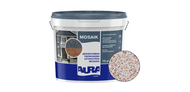Декоративна силіконова штукатурка мозаїка (байрамікс) Aura Luxpro Mosaik М10, колір S126, 1,0 мм, 15 кг Декоративна силіконова штукатурка мозаїка (байрамікс) Aura Luxpro Mosaik М10, колір S126, 1,0 мм, 15 кг