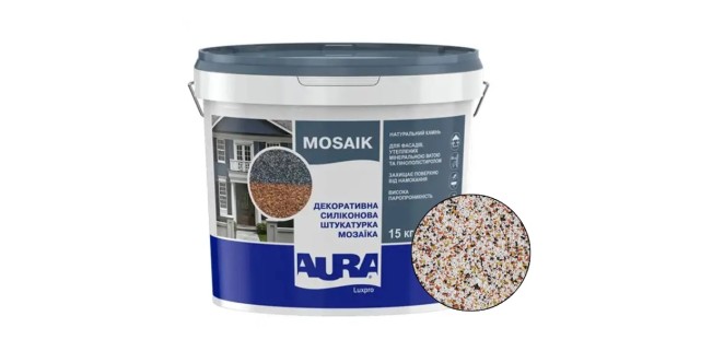 Декоративна силіконова штукатурка мозаїка (байрамікс) Aura Luxpro Mosaik М10, колір S129, 1,0 мм, 15 кг