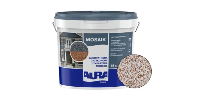 Декоративна силіконова штукатурка мозаїка (байрамікс) Aura Luxpro Mosaik М10, колір S133, 1,0 мм, 15 кг Декоративна силіконова штукатурка мозаїка (байрамікс) Aura Luxpro Mosaik М10, колір S133, 1,0 мм, 15 кг