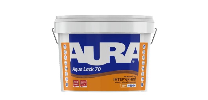 Лак акриловий інтер'єрний Aura Aqua Lack 70, 10 л, безбарвний, глянсовий