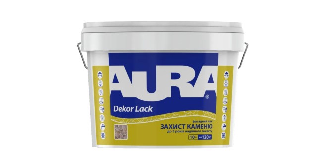 Лак фасадний для каменю Aura Dekor Lack, 10 л, безбарвний, глянсовий