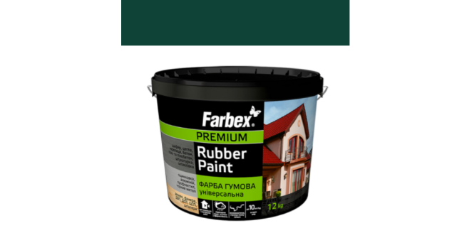 Гумова фарба Farbex 12 кг Зелена матова RAL 6005