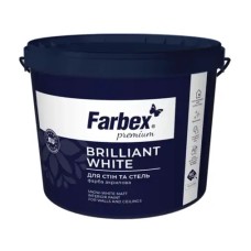 Фарба для стін та стель білосніжна водно-дисперсійна акрилова Farbex Brilliant White, 7 кг Фарба для стін та стель білосніжна водно-дисперсійна акрилова Farbex Brilliant White, 7 кг