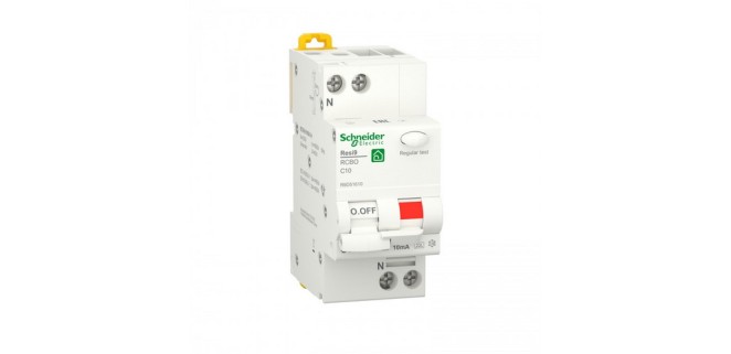 Диференційний автоматичний вимикач RESI9 Schneider Electric 10 А, 10 мA, 1P+N, 6кA, крива С, тип А