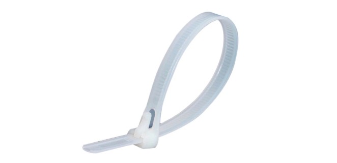 Стяжка кабельна нейлонова багаторазового використання біла CHS-202RT 4,6 мм, 100 шт Стяжка кабельна нейлонова багаторазового використання біла CHS-202RT 4,6 мм, 100 шт