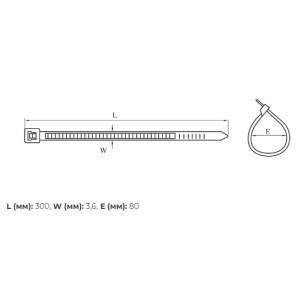 Стяжка кабельна нейлонова біла 3,6х300 мм, 100 шт Стяжка кабельна нейлонова біла 3,6х300 мм, 100 шт