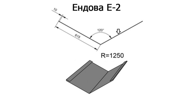 Ендова Е-2 R 1250 длина 2м ЦИНК 