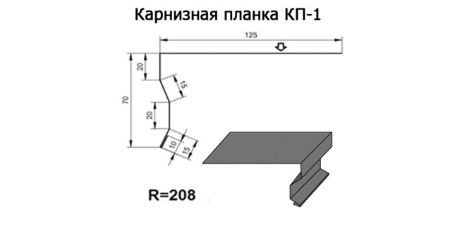 Карнизная планка КП-1 R 208 длина 2м ЦИНК 