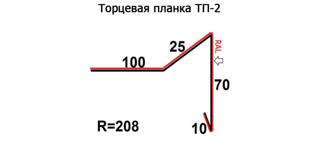 Торцевая планка ТП-2 R 208 длина 2м МАТПОЛИЭСТЕР 