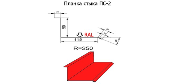 Планка стыка ПС-2 R 250 длина 2м ПОЛИЭСТЕР  