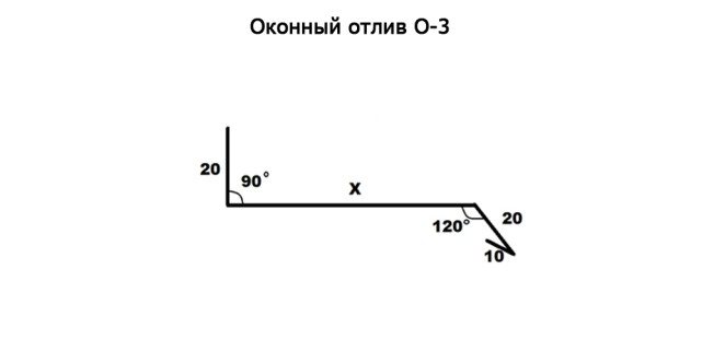 Оконный отлив О-3 длина 2м ЦИНК (цена рассчитывается индивидуально)