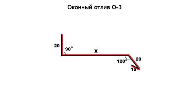 Оконный отлив О-3 длина 2м ПОЛИЭСТЕР (цена рассчитывается индивидуально)