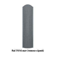 Металевий штахетник напівкруглий двосторонній з матовим покриттям Ral 7016 (темно-сірий), 0,4 мм