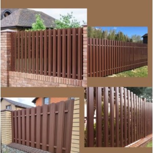 Металевий штахетник напівкруглий двосторонній з глянцевим покриттям Ral 8017 (шоколад), 0,45 мм