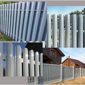 Металевий штахетник напівкруглий двосторонній з глянцевим покриттям Ral 9006 (срібло), 0,45 мм