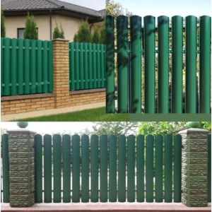 Металевий штахетник напівкруглий двосторонній з глянцевим покриттям Ral 6005 (зелений мох), 0,45 мм