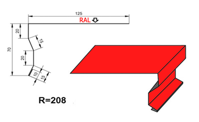 Карнизная планка КП-1  R=208 длина 2м